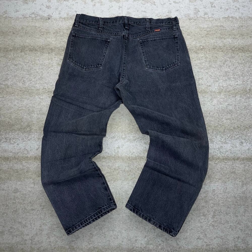 Vintage Y2K Rustler Work Jeans 38x29 Relaxed Fit Smoke Black Red Label